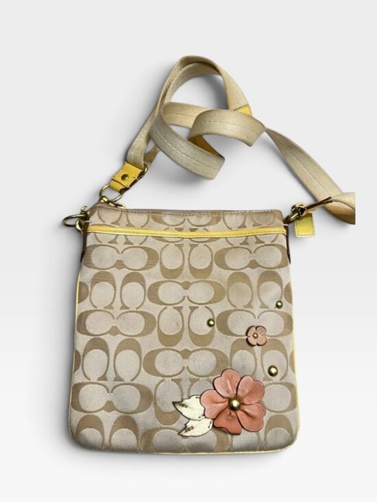 Coach Handbags - Coach Signature C Floral Applique Crossbody Bag Purse Y2K Coquette Khaki